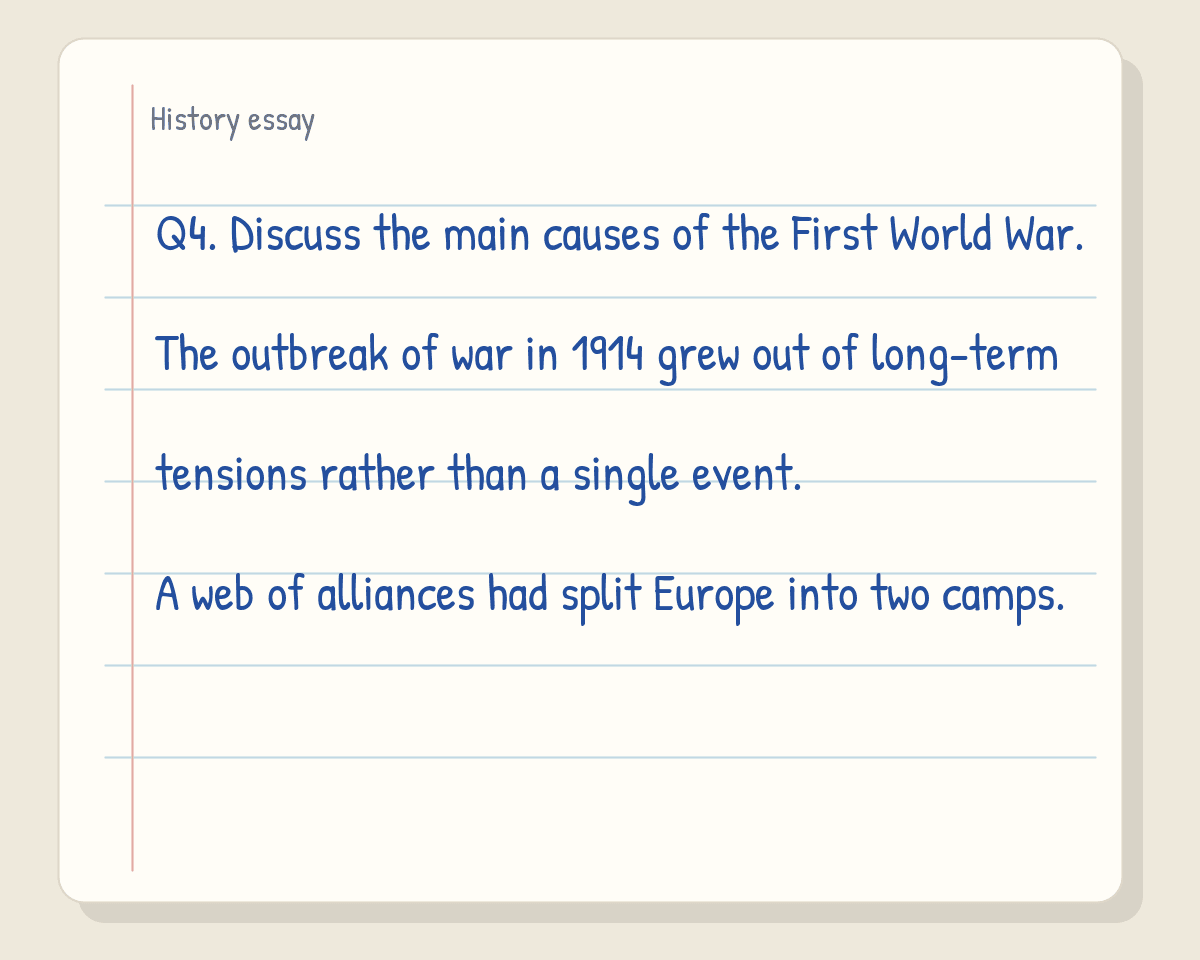 Text to Handwriting for Assignments example showing history essay