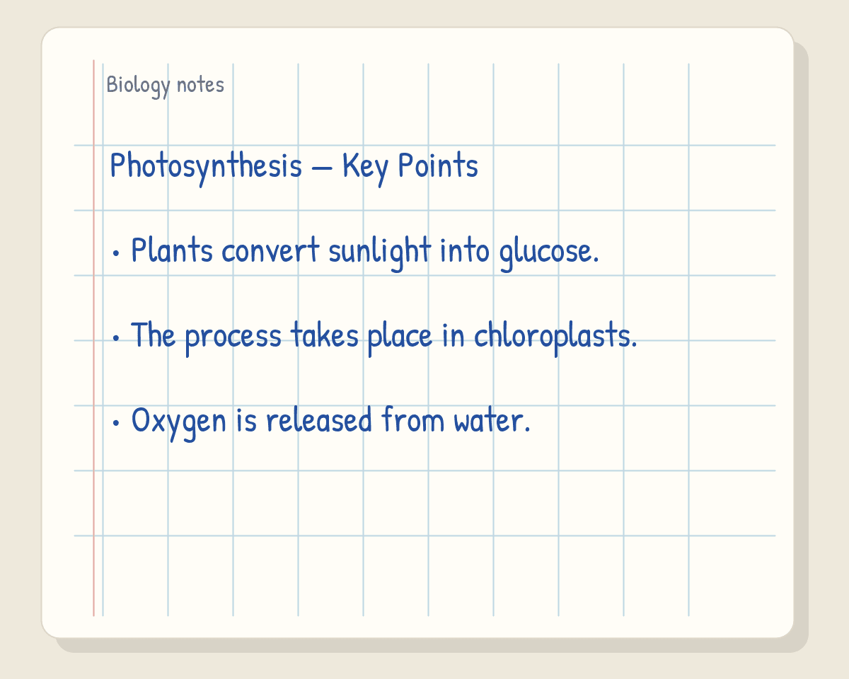 Handwritten Notes Generator example showing biology notes