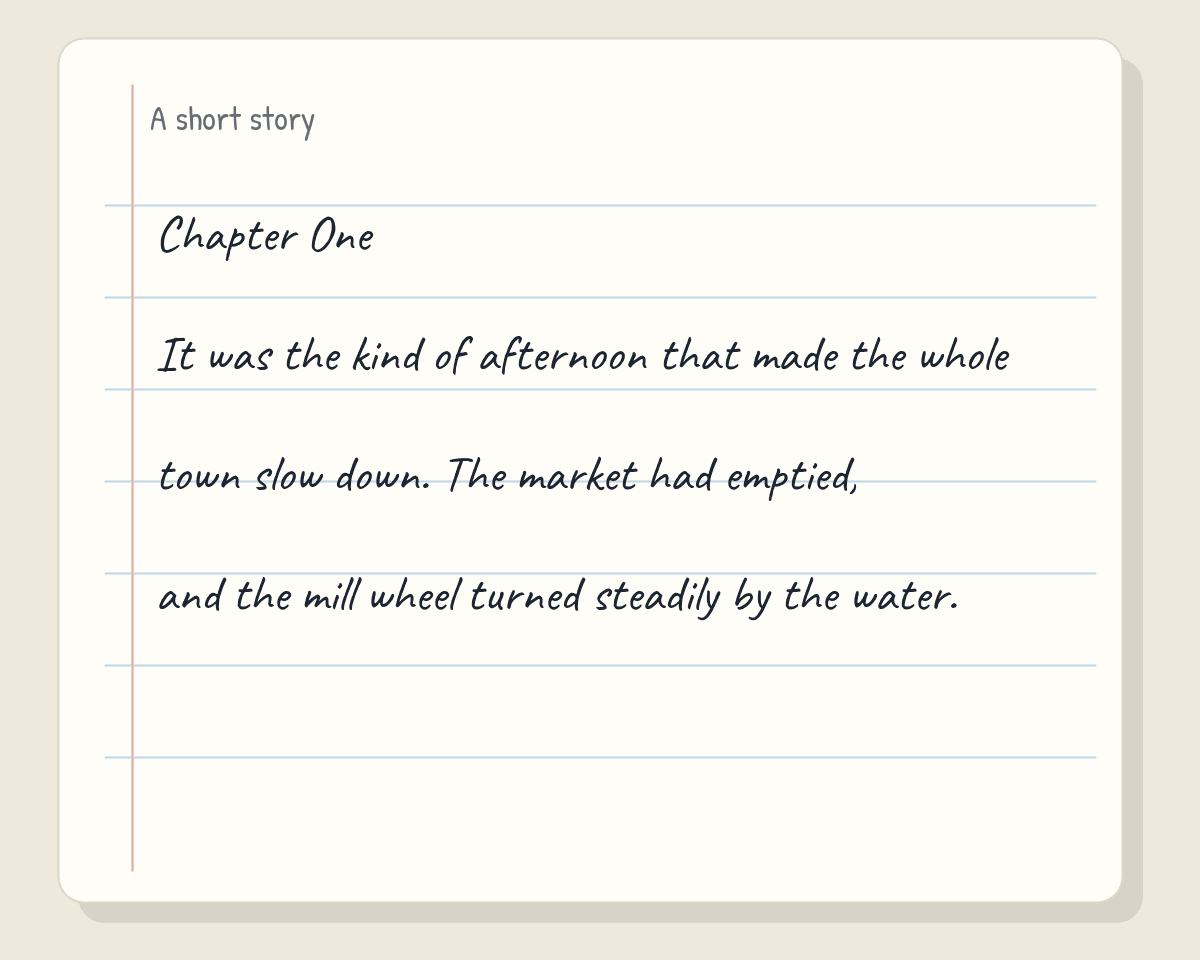 Text to Handwriting PDF Converter example showing a short story