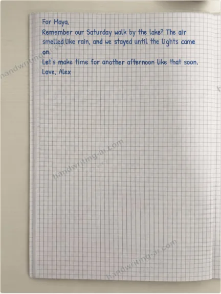 Closest photo view of the same handwritten note emphasizing the writing
