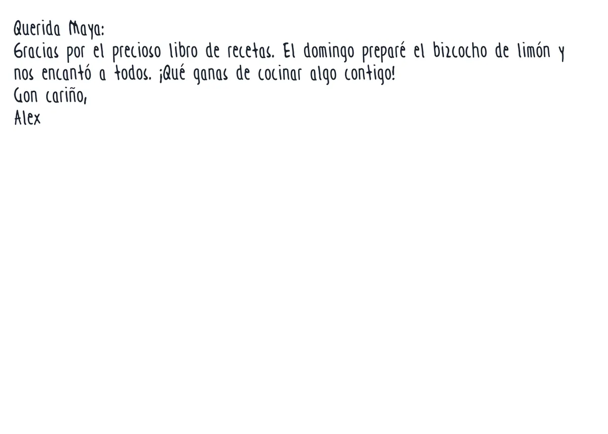 Antes: las líneas apretadas y la falta de separación entre párrafos amontonan el saludo, el mensaje y la despedida.