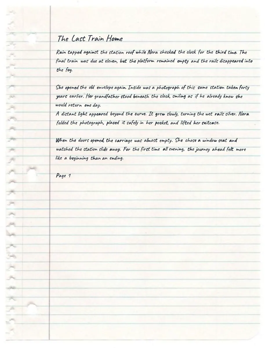 Multi-paragraph handwriting aligned to ruled paper for PDF export